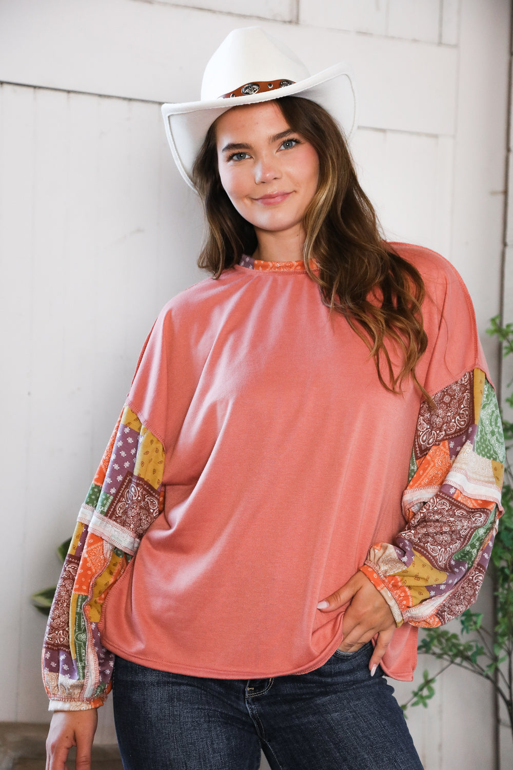 Wanderlust Patchwork Long Sleeve Top